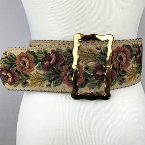 Vintage Italian Axcess Floral Tapestry Belt